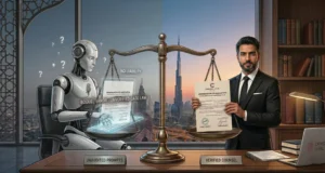 Legal scales weigh unaudited digital prompts against verified professional counsel